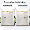 Frameless Single Sliding Shower Door With Clear Tempered Glass