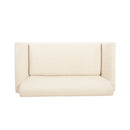 Modern Fabric Upholstered Loveseat With Elm Wood Legs And Flare Arms - Beige