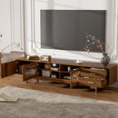 TV Stand With Fluted Doors, 2 Drawers - Walnut