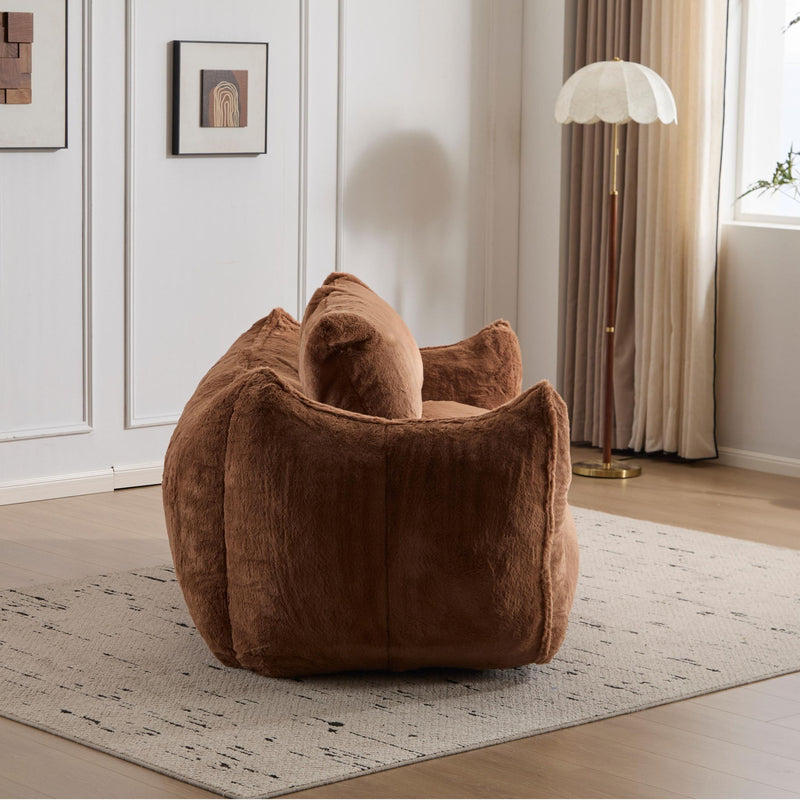 Giant Bean Bag Couch, Ultra Soft Fluffy Loveseat For Living Room Reading Chair With Pillows - Brown