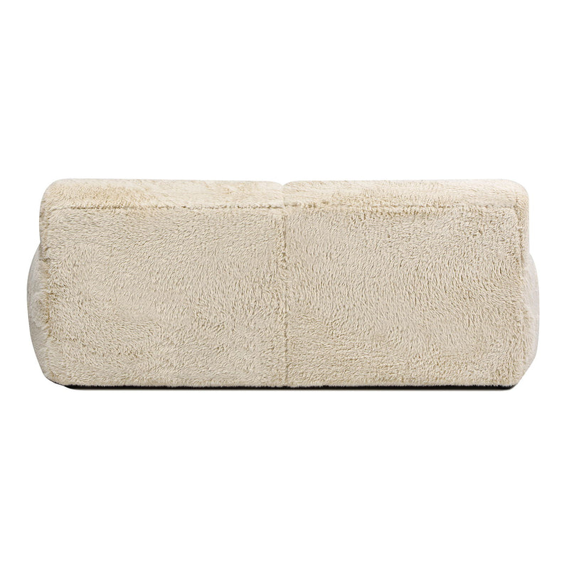 Summit - Faux Sheepskin Overstuffed Sofa - Cream Beige