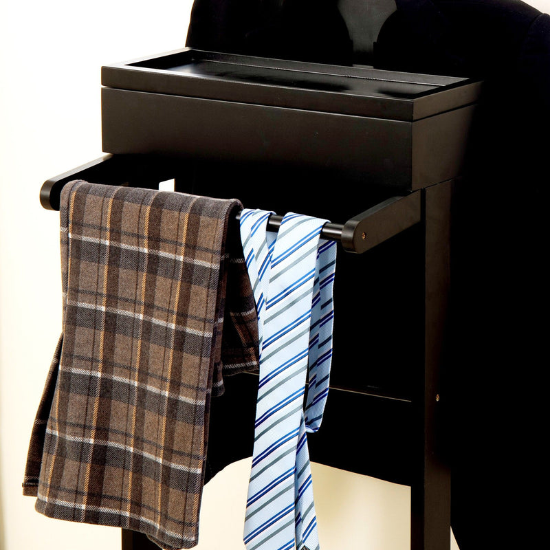 Portable Garment Rack, Clothes Valet Stand With Storage Organizer