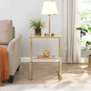 2 Tier Acrylic Glass End Table For Living Room