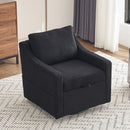 Linen Fabric 360° Swivel Accent Chair With Upholstered Back Pillow And Rivet Armrest