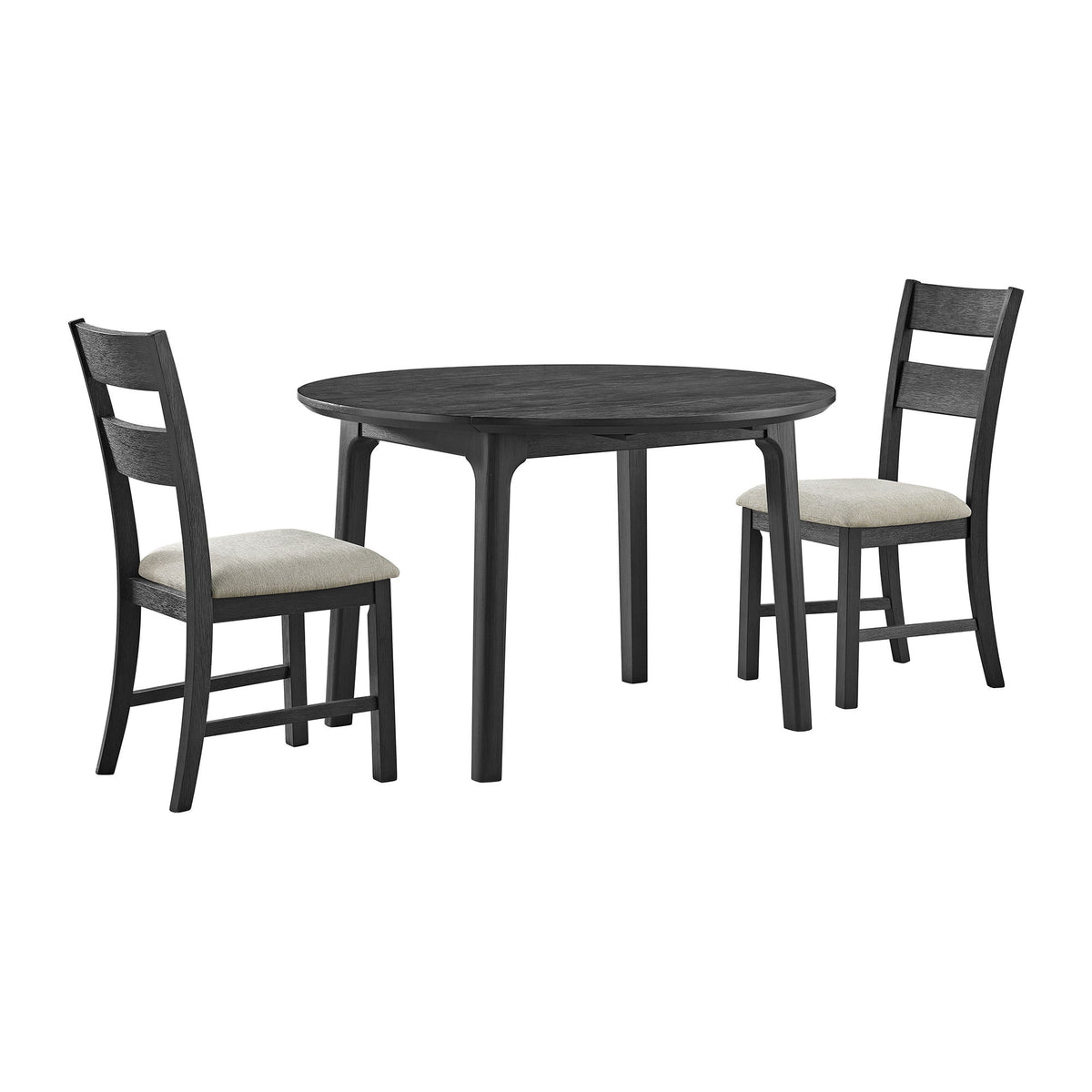 Garcia 3 Piece Dining Set (Round Drop Leaf Table And 2 Chairs) in Black by Elements International