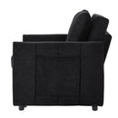 Upholstered Convertible Sleeper Sofa With 5 Position Backrest, Side Pockets, Storage