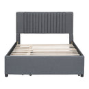 Upholstered Platform Bed With Drawers, Classic Headboard Design