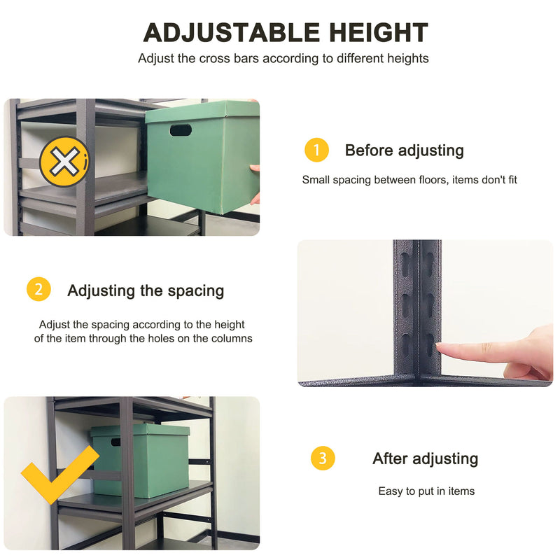 Storage Shelves 5 Tier Heavy Duty Metal Shelving Unit Adjustable Shelving Units And Storage Rack Kitchen Garage Shelf - Black