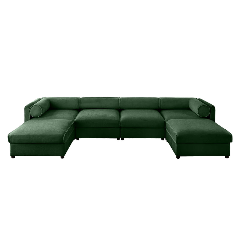 Contemporary Elegant White Chenille Sofa With Storage And Ottoman