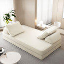 Multifunctional Convertible Sofa Bed With 2 Tumbler Backrests And 2 Pillows, Deep Seat Couch