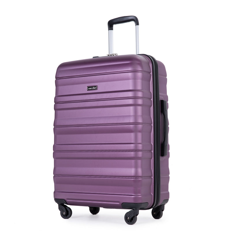 Expandable 3 Piece Luggage Sets Pc Lightweight & Durable Suitcase With Two Hooks, Spinner Wheels, Tsa Lock, (21/25/29) - Dark Purple