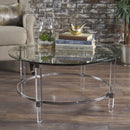 Tempered Glass Round Coffee Table With Four Legs - Clear