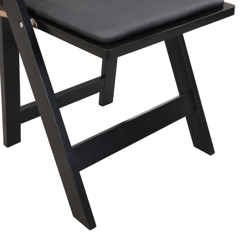 Solid Wood Upholstered Folding Chair Set, Dining Room (Set of 4)