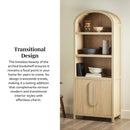 Modern 3 Shelf Open Arched Bookcase Cabinet