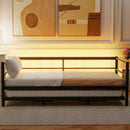 Industrial Metal Daybed With Adjustable Pop Up Trundle And LED Strip