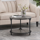 Coffee Table With Wood Patterned Tabletop And Iron Frame - Gray