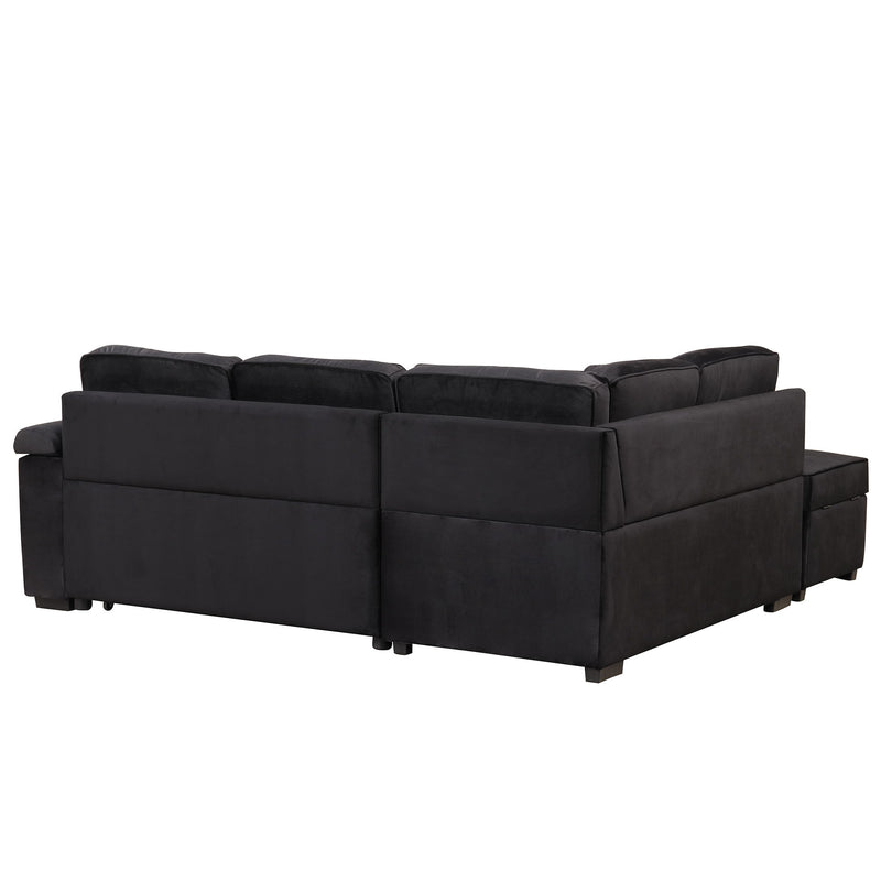 Sleeper Sofa Bed, 2 In 1 Pull Out Sofa Bed L Shape Couch With Storage Ottoman For Living Room, Bedroom Couch And Small Apartment