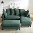 Upholstered L Shaped Sectional Sofa With Storage, Movable Ottoman, And 6 Throw Pillows