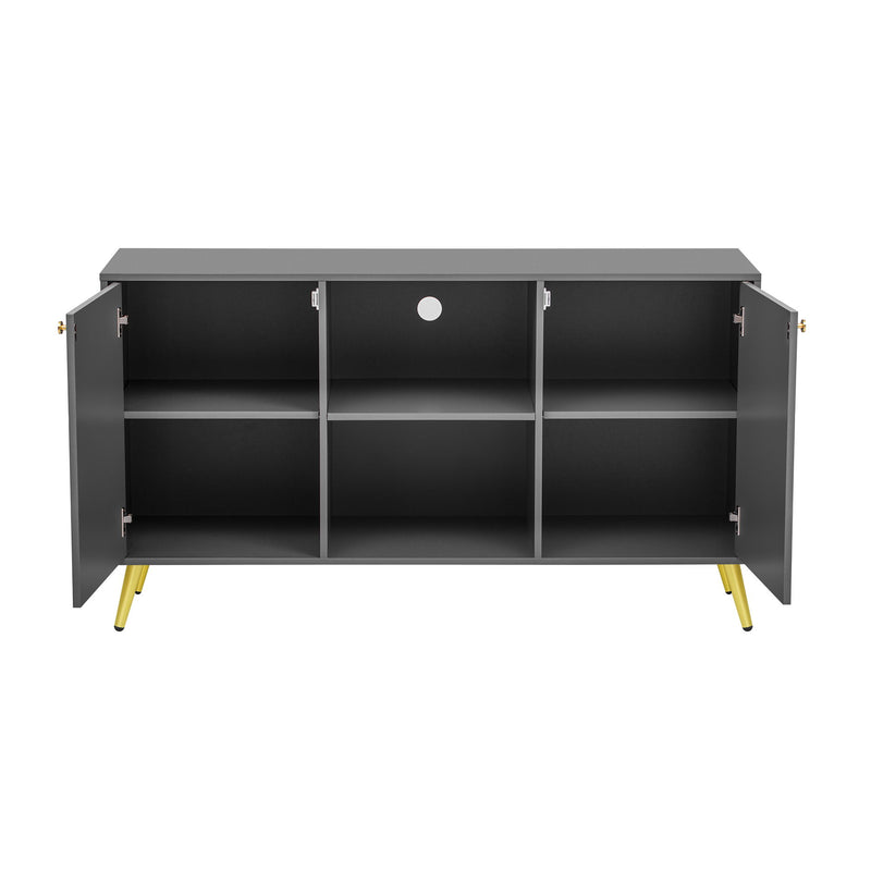Modern TV Stand With Adjustable Shelf, Handles And Anti-Tip Device