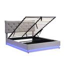 Queen Size Upholstered Bed with Hydraulic Storage System and LED Light, Modern Platform Bed with Button-tufted Design Headboard, Gray