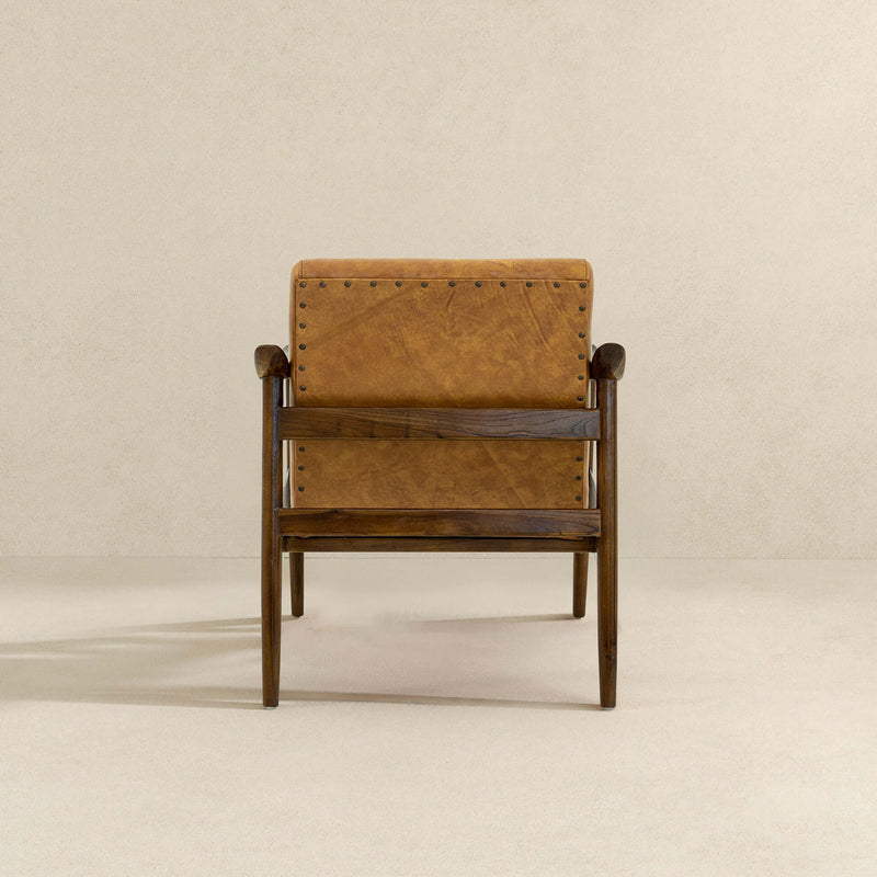 Brandon - Antique Leather Lounge Chair - Brown / Tan