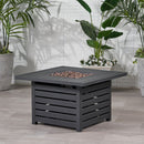 Stylish Square Iron Fire Pit With Tank Space, 50, 000 Btu - Black