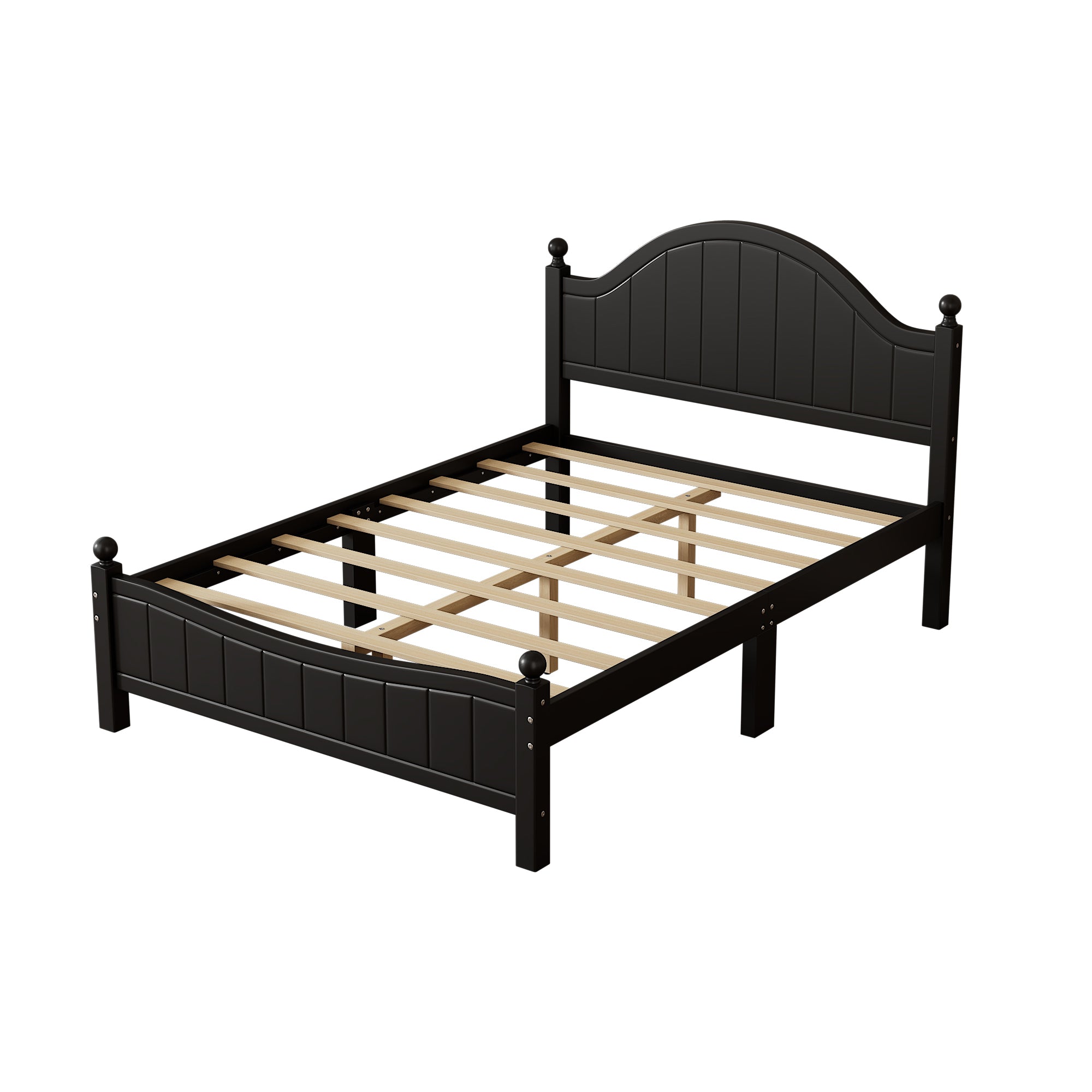 Traditional Concise Style Black Solid Wood Platform Bed, No Need Box Spring, Full - Atlantic Fine Furniture Melbourne FL