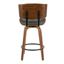 Lombardi - Mid-Century Modern Fixed Height Counter Stool With Swivel With Round Footrest (Set of 2)