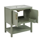 Elegant Bathroom Vanity With Ceramic Sink And Versatile Storage