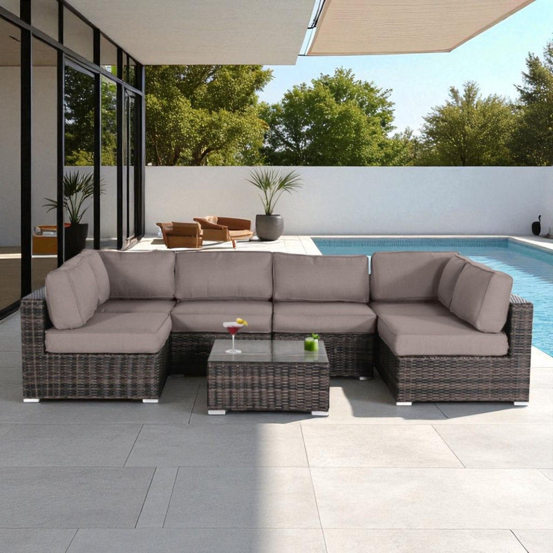 Seating Set With Cushions Handcrafted Wicker Design