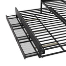 Queen Size Metal Canopy Platform Bed with Twin Size Trundle and 3 Storage Drawers, Black