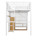 Metal Loft Bed With Wardrobe, Desk, Storage Shelves