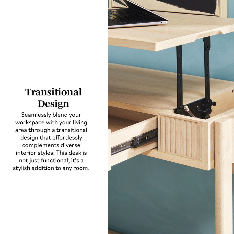 Transitional Reeded Writing Desk With Drawer