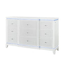Adalid - Dresser With LED Light And Glittered Drawer Fronts - White