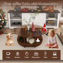 Round Coffee Table With Storage For Living Room - Walnut