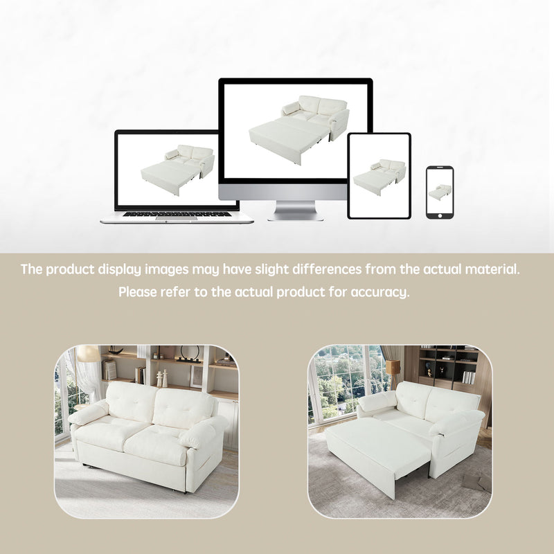 Convertible Pull Out Sofa Bed Queen Size, 3 In 1 With Side Storage