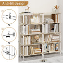 5 Tier Industrial Bookshelf, Tall Bookcase With Open Design, Vintage Storage Organizer