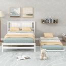 Full Size Platform Bed with Adjustable Trundle,White(Old SKU:SM000248AAK)