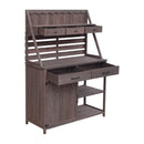 Potting Bench With 5 Drawer Storage And Slatted Back Panel, Garden Workstation - Brown