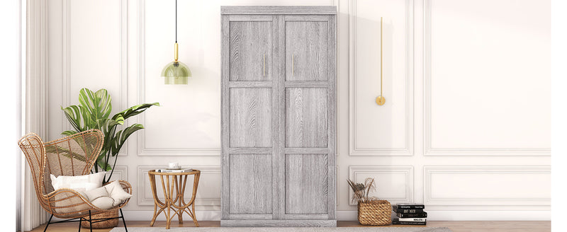Twin Size Murphy Bed, can be Folded into a Cabinet, Gray (Expected Arrival Time: 10.12)