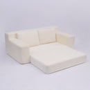 Loveseat Sofa, Comfortable Deep Seat Sofa Bed, Modern Small Corduroy Couch For Living Room Bedroom,Reversible Cushion With Pillows,No Assembly Required,White