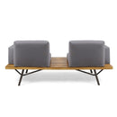 Outdoor Sofa With Cushions And Iron Legs - Dark Gray