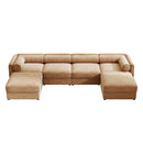 Contemporary Elegant White Chenille Sofa With Storage And Ottoman
