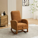 High Back Glider Rocking Chair With Retractable Footrest And Rubber Wood Legs