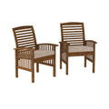 Modern 2 Piece Slat Back Patio Chairs With Cushions