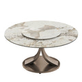 Modern Round Dining Table With 360° Rotating Lazy Susan Scratch & Chairs