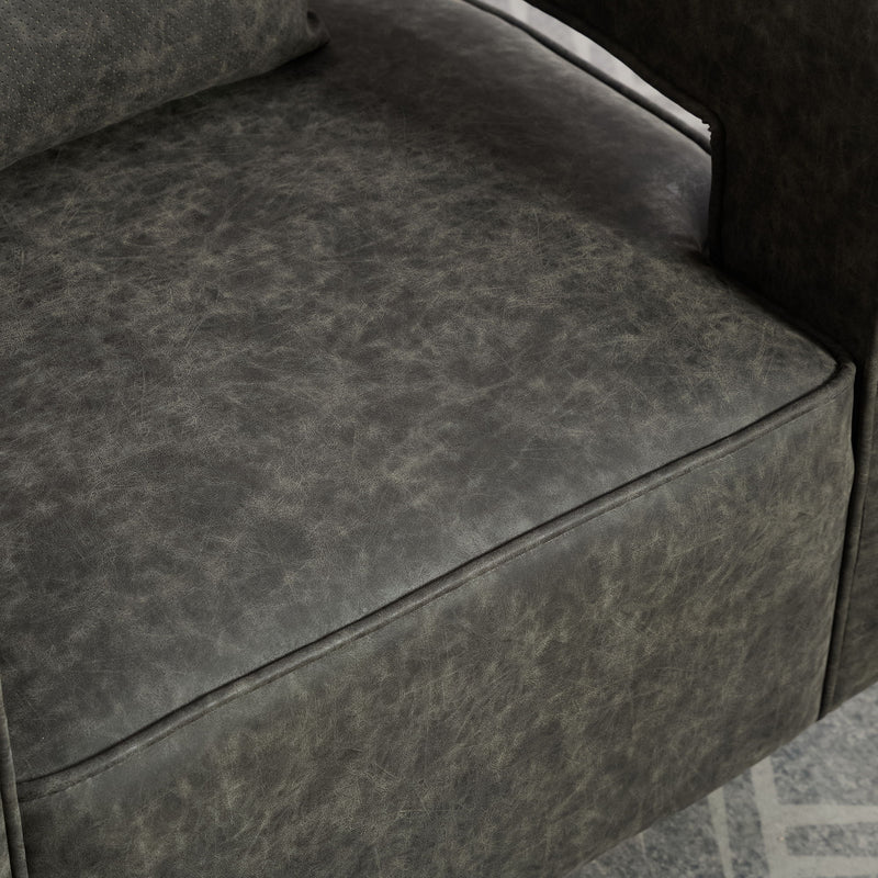Swivel Accent Open Back Barrel Chair With Weathered Base