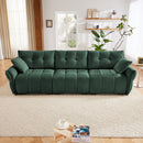 Elegant 3 Seater Sofa Set & Pillows Frame, High Rebound Cushions - Textured Green