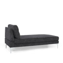 Fabric Upholstered Chaise Lounge With Iron Bracket Legs - Gray