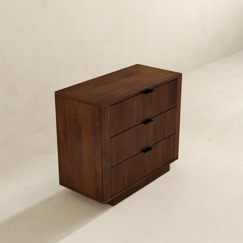 Lola - Nightstand 3 Drawer - Brown / Walnut